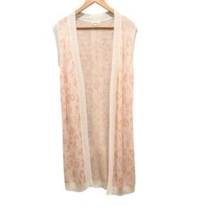POL Cream Leopard Duster Cardigan